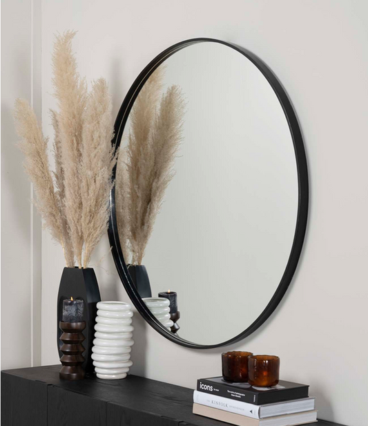 DECORATION Miroir Noir Rond