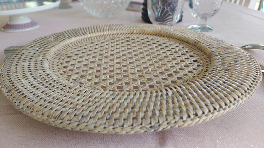 A TABLE Dessous d'assiette Blanc en rotin