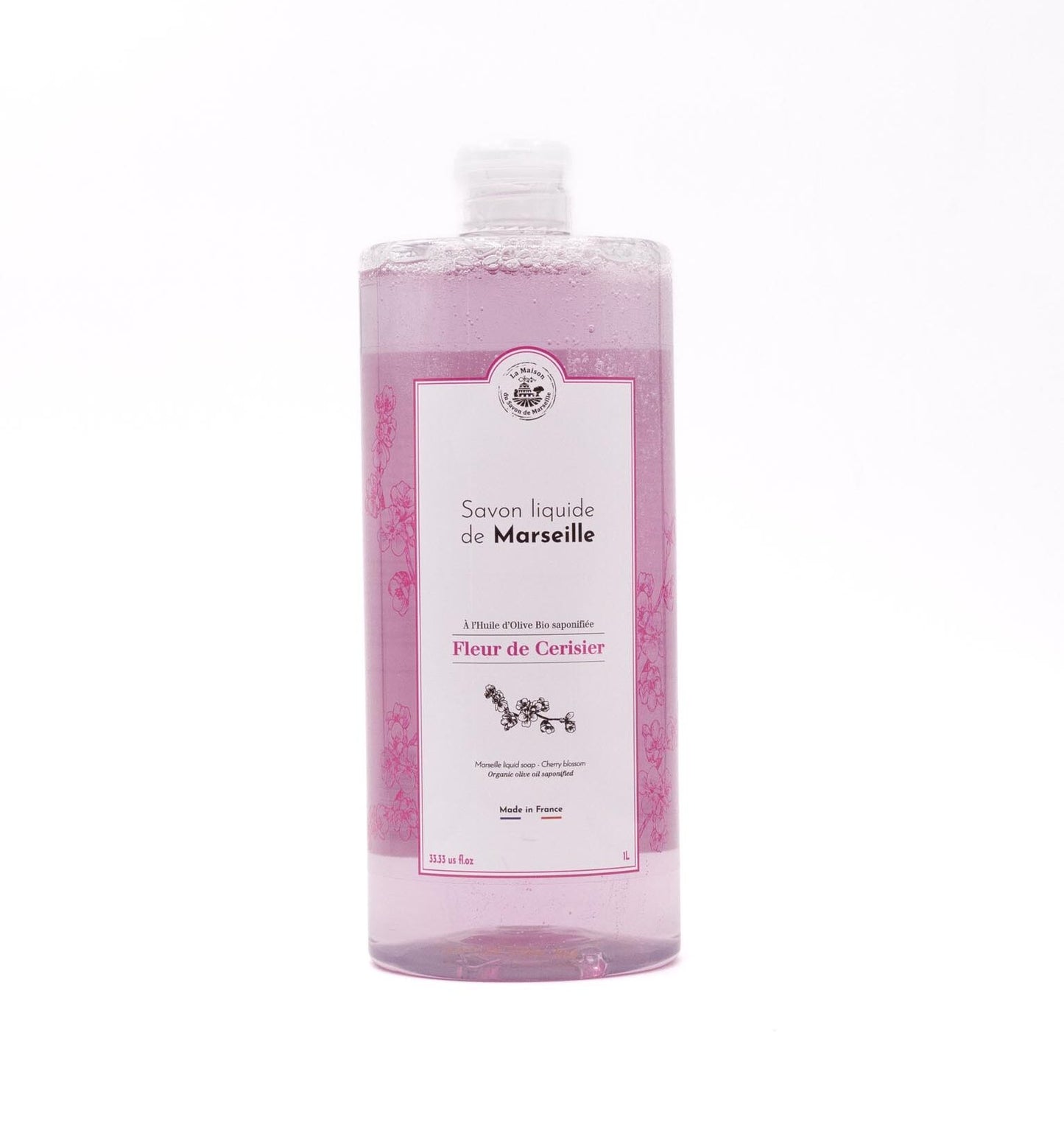 SALLE DE BAIN Savon liquide de Marseille 1L Fleur de Cerisier