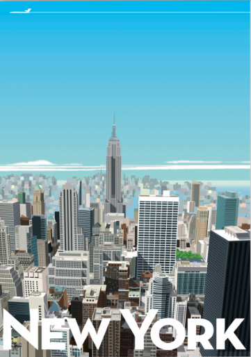 DECORATION Murale illustration NEW YORK VINTAGE MONSIEUR ZI  30X40