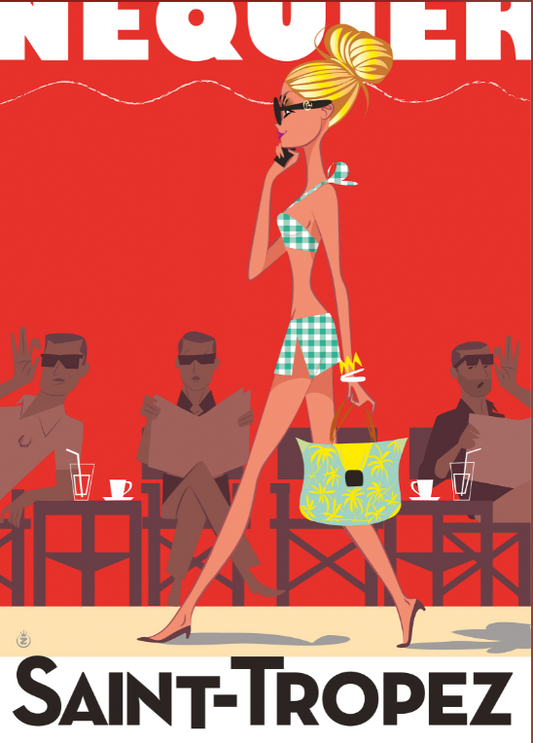 DECORATION Murale illustration SAINT TROPEZ MONSIEUR Z  40X50