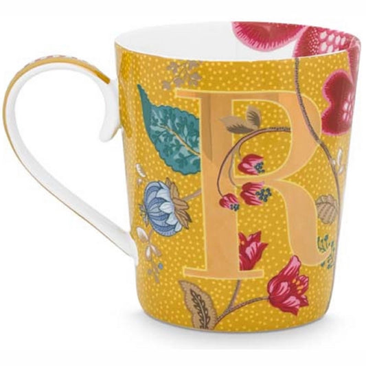 A TABLE Mug ALPHABET -R Jaune en porcelaine