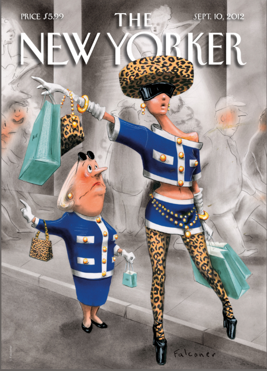Illustration THE NEWYORKER 24 SHOPPING FALCONER  30X40