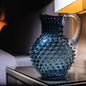 Carafe cristal de Bohême Bleu fumé anse transparente 2L