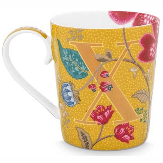 A TABLE Mug ALPHABET -X Jaune en porcelaine