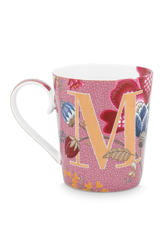 A TABLE Mug ALPHABET -M Rose en porcelaine