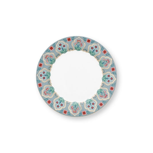 A TABLE Assiette dessert Flower Festival Bleu clair 21cm en porcelaine