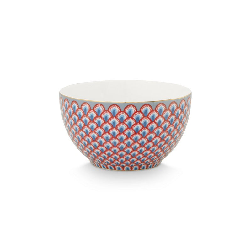 A TABLE Bol Flower Festival Scallop Rouge-Bleu clair 9.5cm en porcelaine