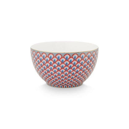 A TABLE Bol Flower Festival Scallop Rouge-Bleu clair 9.5cm en porcelaine