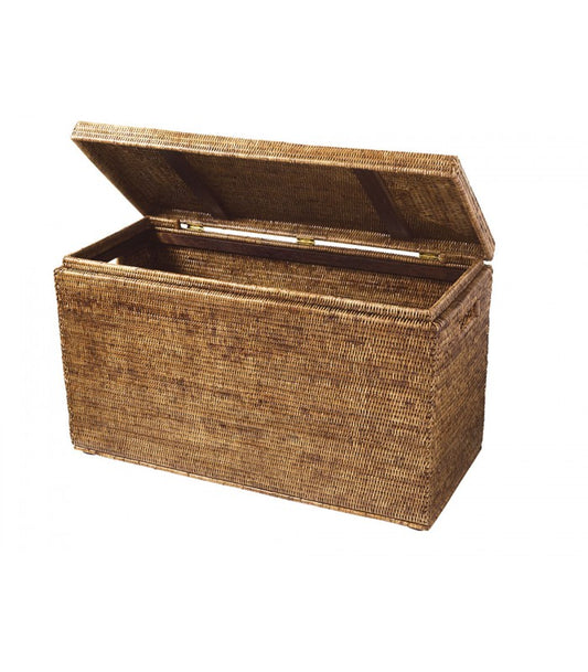 DECORATION Rangement Coffre Miel avec renforts en rotin