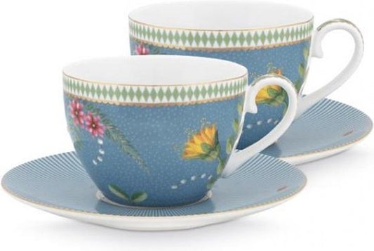 A TABLE Coffret Paire Tasse thé LA MAJORELLE Bleu en porcelaine