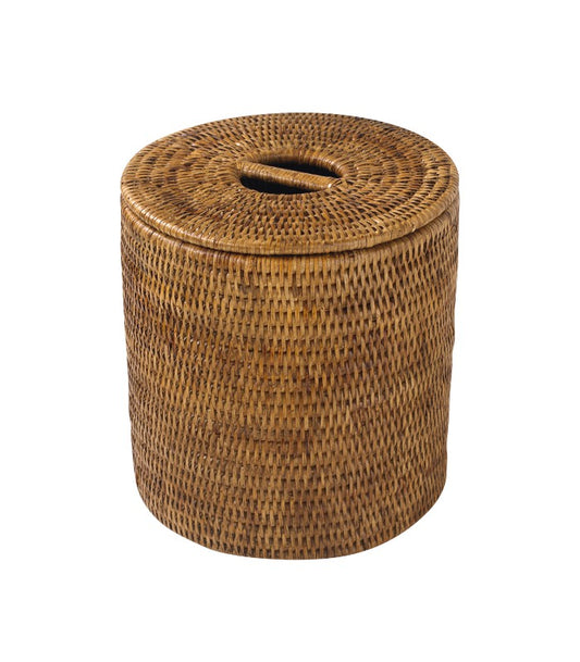 DECORATION Corbeille salle de bain avec couvercle Lady rotin