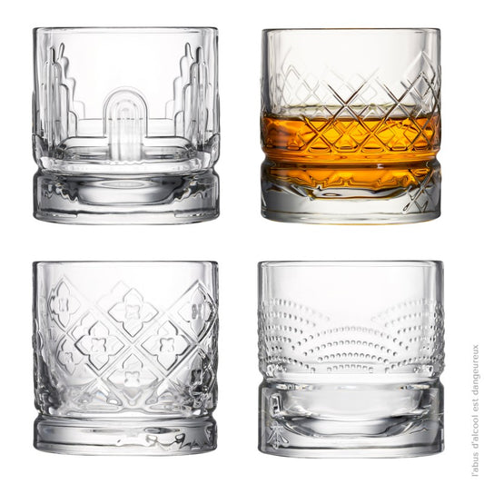 A TABLE Verre Set de 4 verres à Whisky transparents DANDY