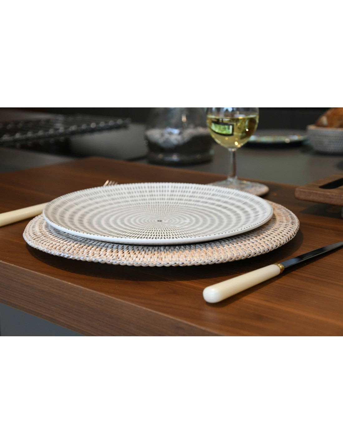 A TABLE Dessous d'assiette Blanc en rotin