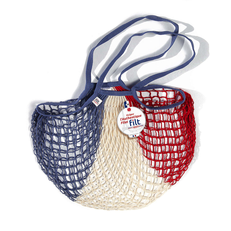 Filet lavable Bleu Blanc Rouge poignée jean M grandes anses