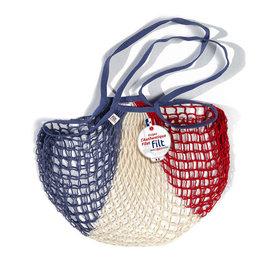 Filet lavable Bleu Blanc Rouge poignée jean M grandes anses