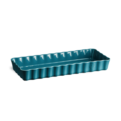 AU FOUR Long plat à tarte Bleu Calanque en céramique