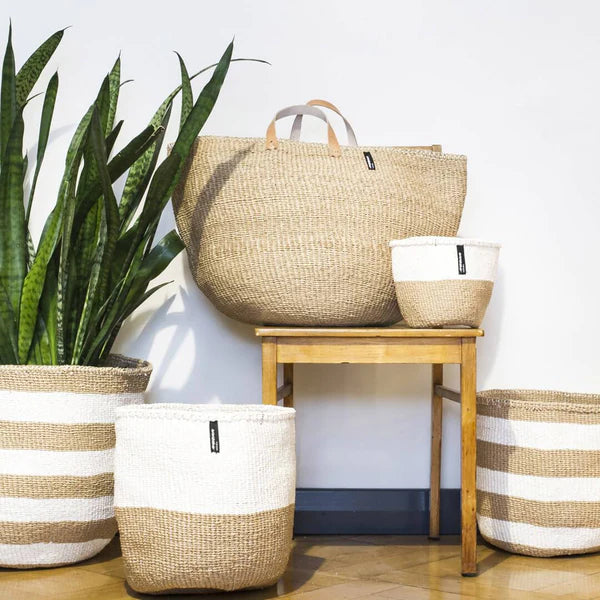 ACCESSOIRE Panier Kiondo Duo Blanc et marron L