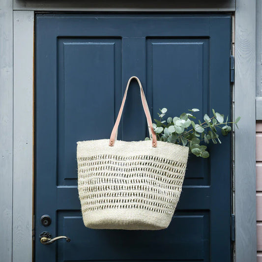 ACCESSOIRE Panier anses longues cuir Kenya Naturel