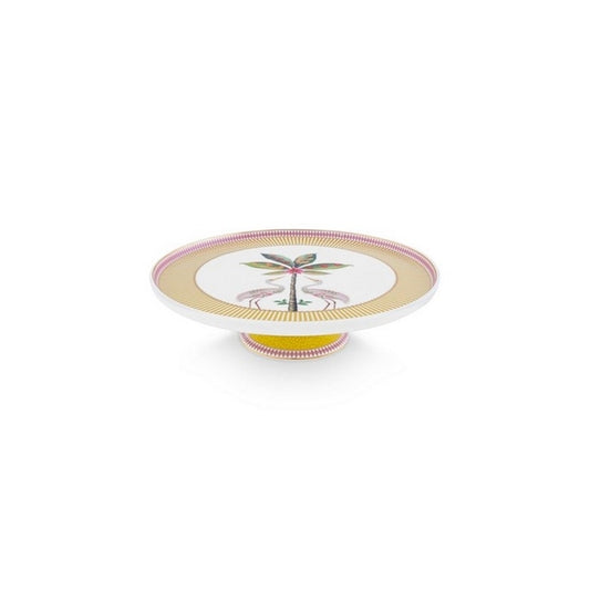 A TABLE Mini Plat à gâteau La Majorelle Jaune en porcelaine 21cm