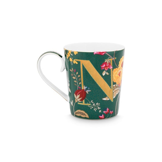A TABLE Mug ALPHABET -N Vert en porcelaine