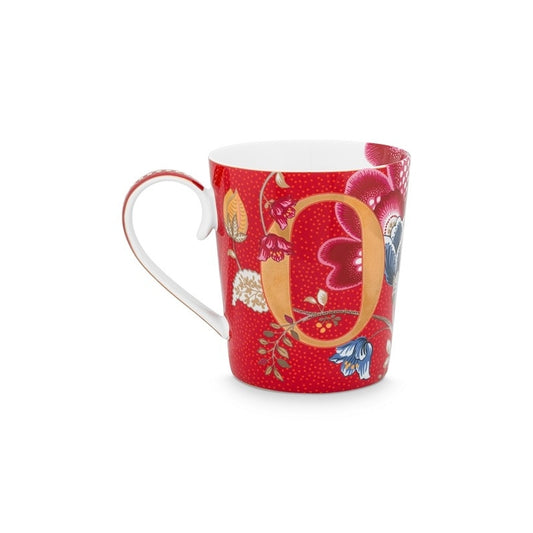 A TABLE Mug ALPHABET -O Rouge en porcelaine