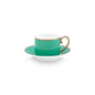 A TABLE Paire tasse café Pip Chique Or-Vert en porcelaine