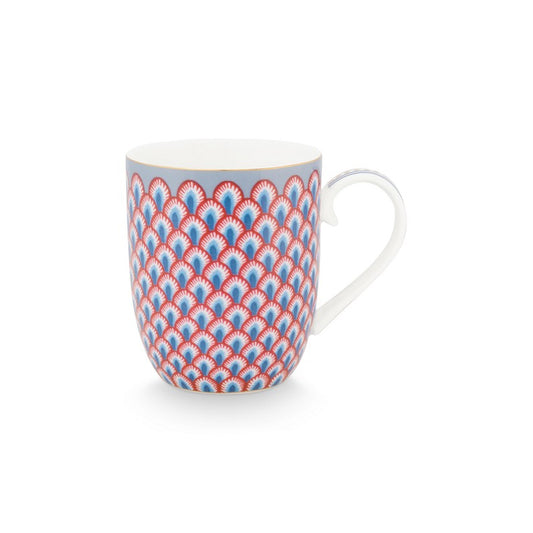 A TABLE Petit mug Flower Festival Scallop Rouge-Bleu clair 145ml en porcelaine