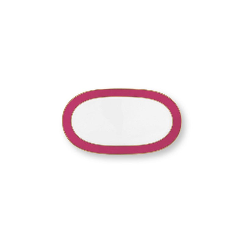 A TABLE Plat rectangulaire Rose/Or en porcelaine 28x16x2