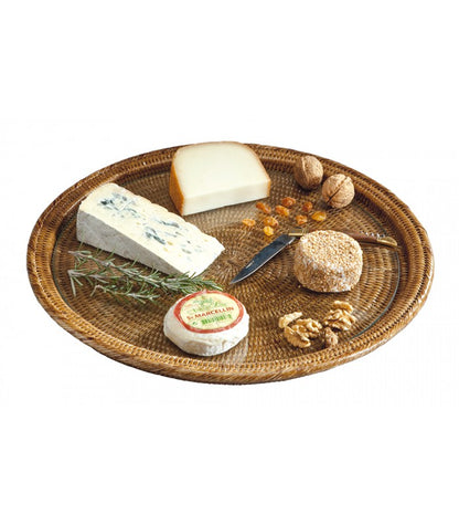 A TABLE Plateau et cloche à fromages Miel en rotin