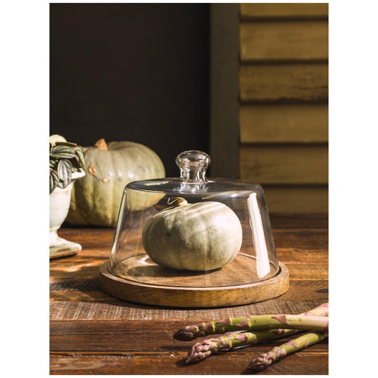 A TABLE Plat et cloche en verre 22cm