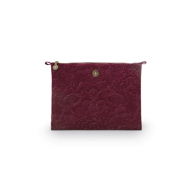 Pochette Velours Bordeau brodé