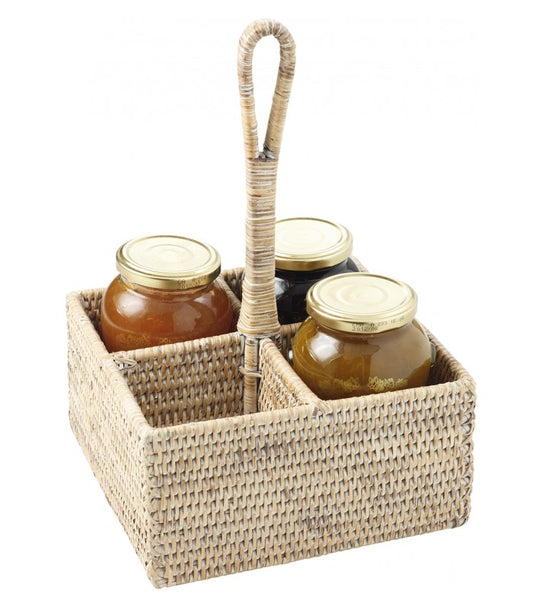 A TABLE Porte pots Blanc en rotin