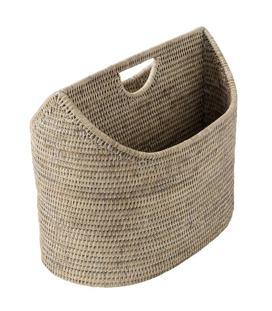 ACCESSOIRE Porte-revues Dual Blanc oval en rotin