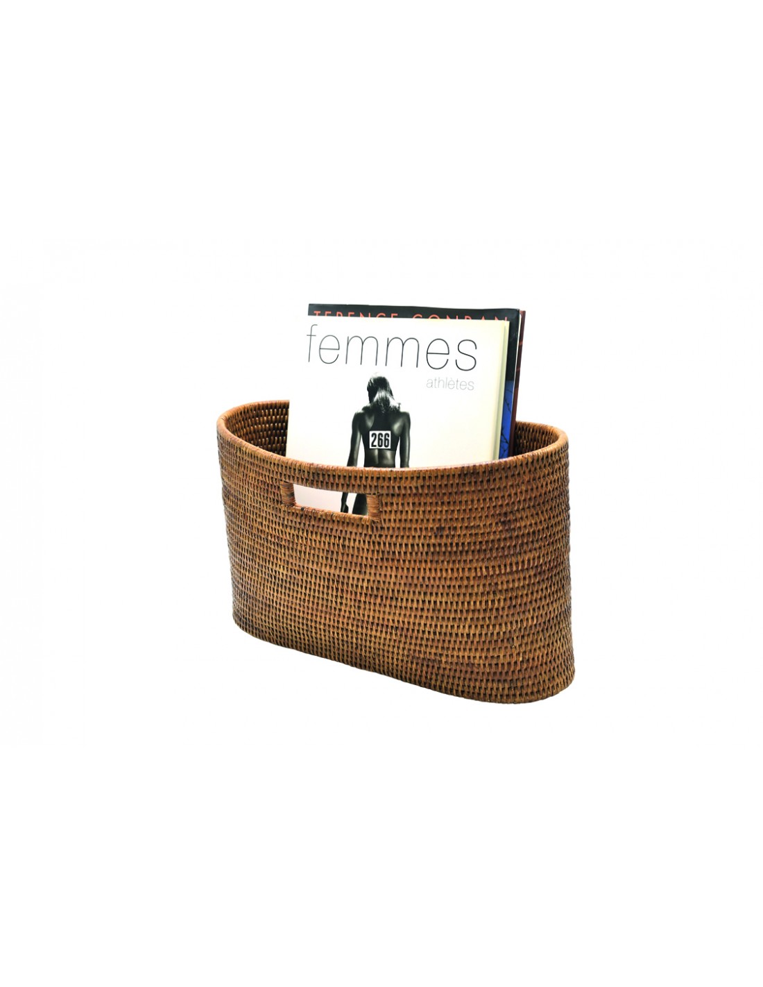 DECORATION Porte-revues Scala Miel oval en rotin