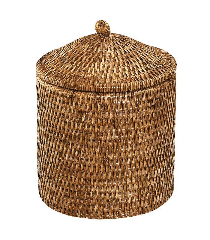SALLE DE BAIN Rangement Boîte ronde couvercle Catimini Miel en rotin