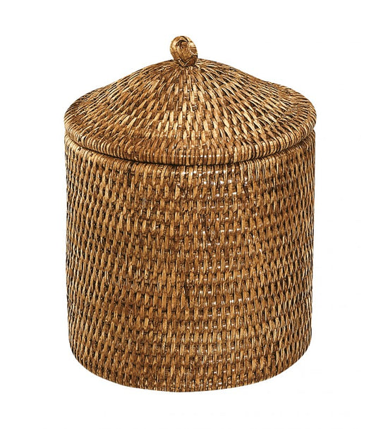 SALLE DE BAIN Rangement Boîte ronde couvercle Catimini Miel en rotin