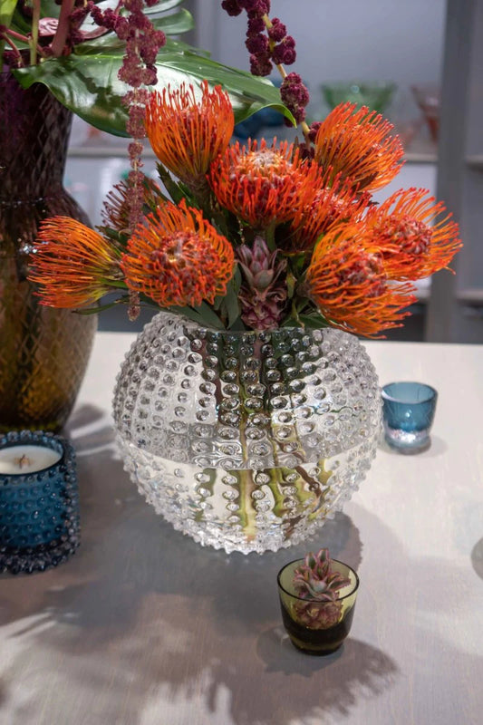 DECORATION Grand Vase à clous Transparent en cristal de Bohême
