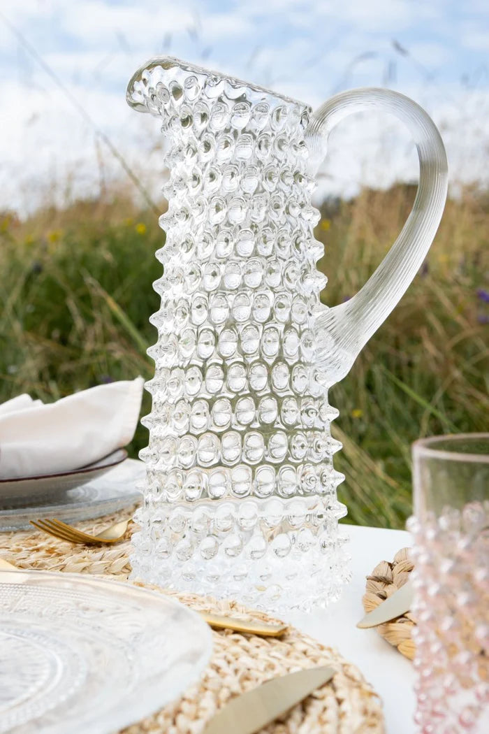 A TABLE Carafe Haute en cristal de Bohême transparent pointe diamant