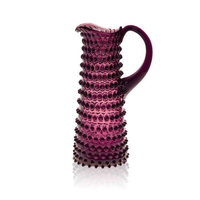 A TABLE Carafe Haute en cristal de Bohême Violet pointe diamant