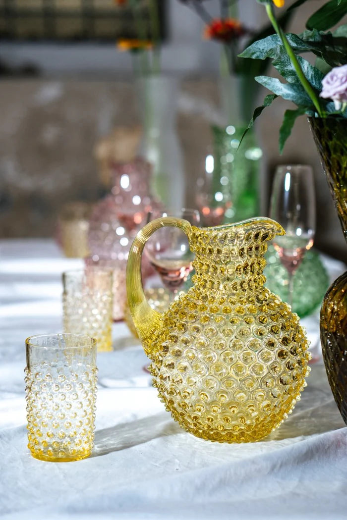 A TABLE Carafe cristal de Bohême Citrine pointe diamant 1L