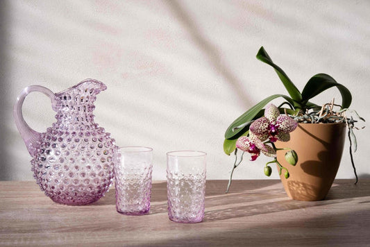 A TABLE Carafe cristal de Bohême Lilac pointe de diamant