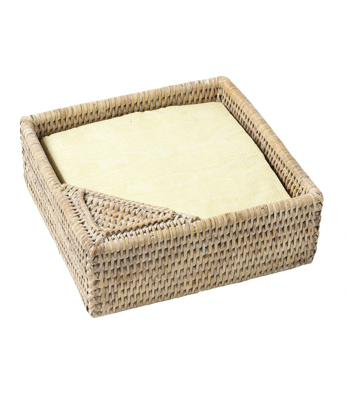 A TABLE Range serviettes convives Blanc grand modèle en rotin