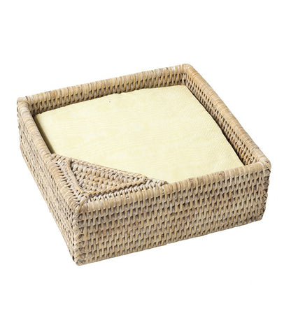 A TABLE Range serviettes convives Blanc grand modèle en rotin
