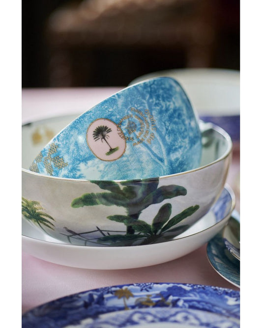 A TABLE Saladier Héritage Palmier Blanc- 23cm en porcelaine