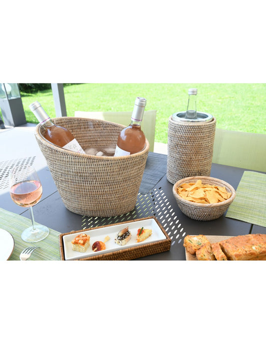 A TABLE Seau à Champagne (2 bouteilles) CLUBBERS Blanc cérusé en rotin