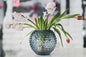 DECORATION Vase à clous fumé bleu sous-couche en cristal de Bohême