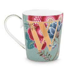 A TABLE Mug ALPHABET -W Bleu ciel en porcelaine
