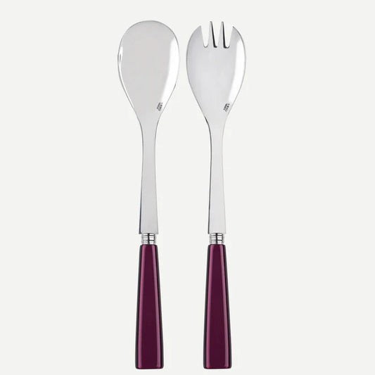 A TABLE Couverts à salade ICONE Aubergine -Inox et carbone