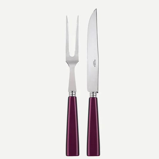 A TABLE Service à découper 2 pièces ICONE Aubergine -Inox et carbone